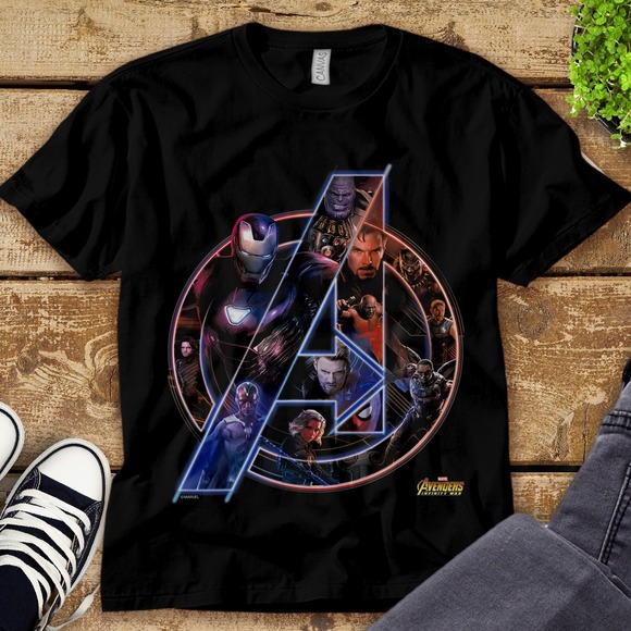 Marvel Avengers Infinity War Neon Team Unisex Tee Adult T-shirt Kid Shirt - Picture 1 of 2